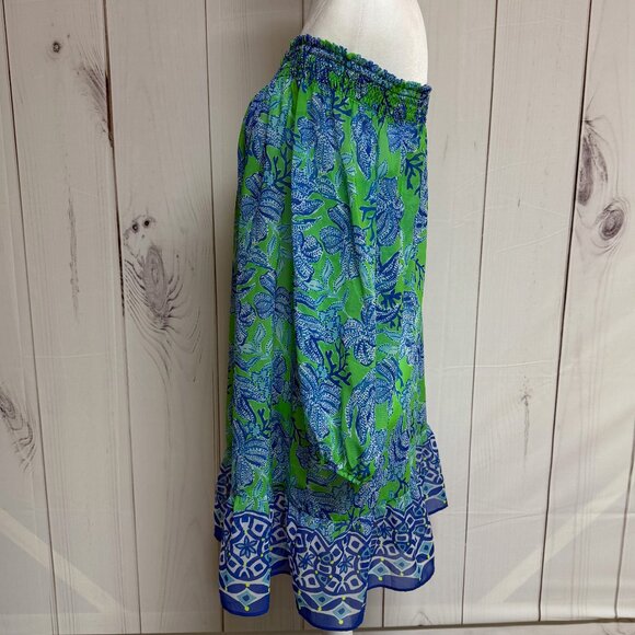 Lilly Pulitzer Maribeth Coverup Large Cabana Green Keepin It Reel EUC - Picture 4 of 11